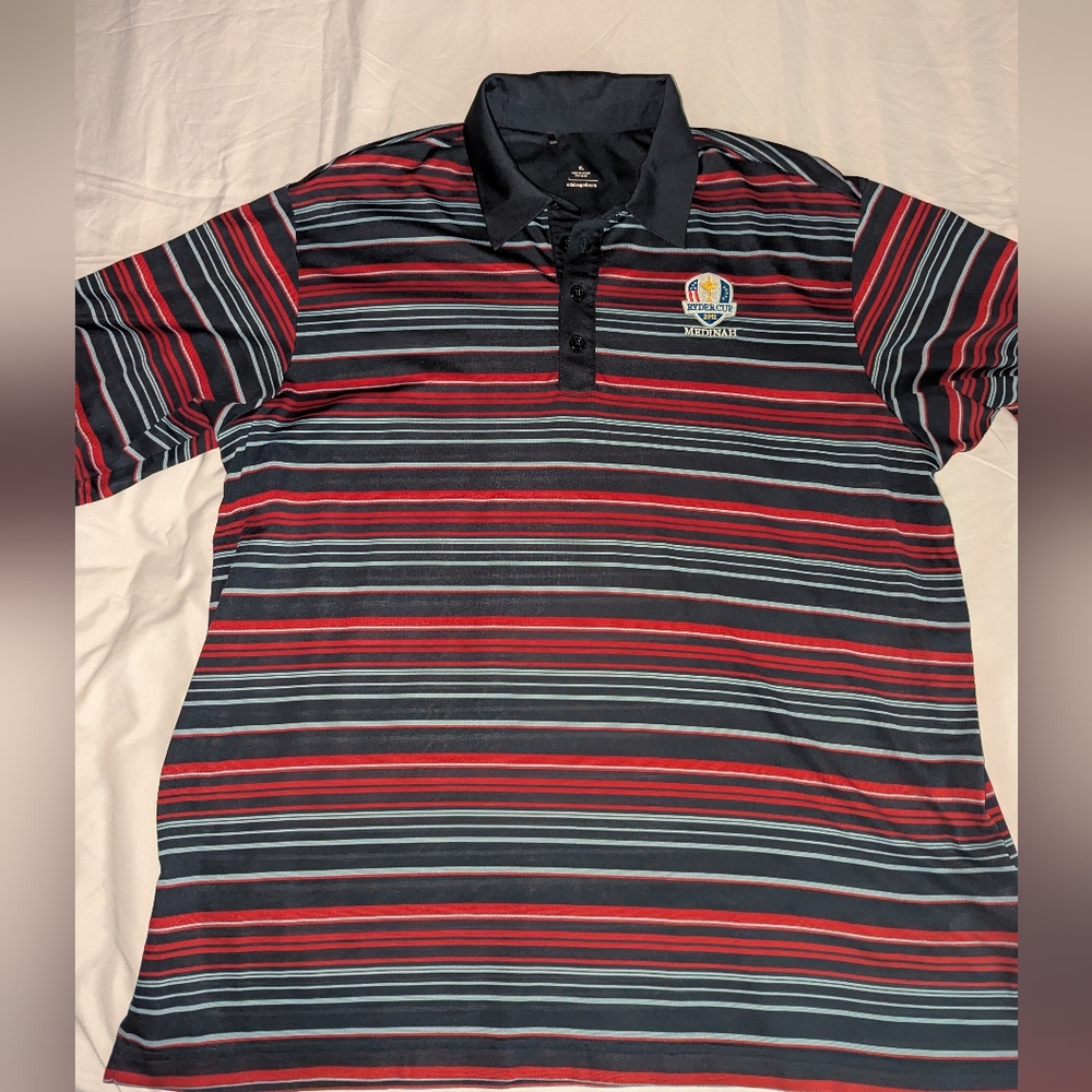 Adidas 2012 Ryder Cup Medina‎ Men's XL Striped Short Sleeve Polo Shirt